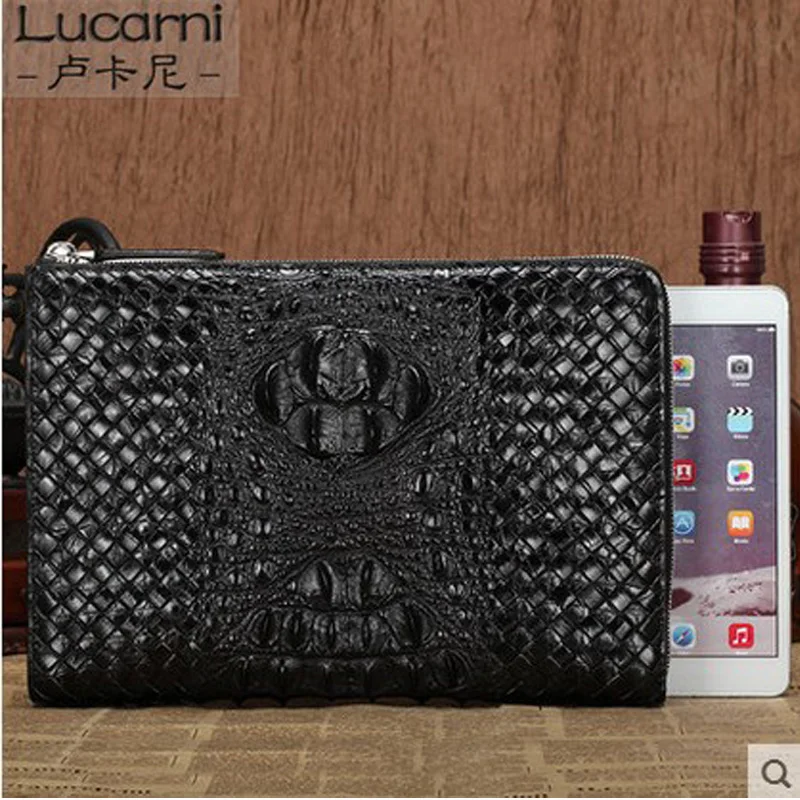 

lukani crocodile Woven men bag Men's new men clutch bag with large capacity envelope wrist The ladies tidal wave