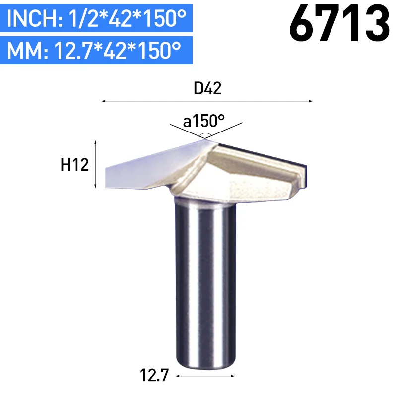 HUHAO 1 шт. 1/" хвостовик 3D Резные фрезы для дерева 120 150 градусов V тип долбежный резак Вольфрам ЧПУ деревообрабатывающий резной инструмент - Длина режущей кромки: 6713