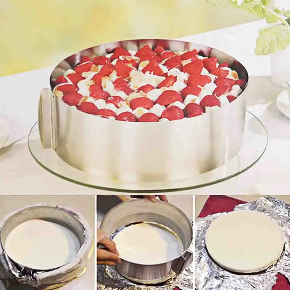 

1Pc Retractable Stainless Steel Cake Mold Mousse Ring Adjustable Circle Cake Mould Bakeware Accessories Pastry Baking Tools