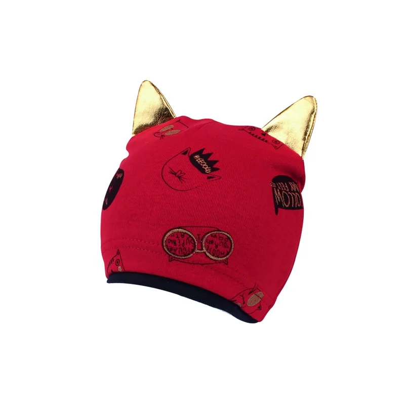 Cat Cartoon Baby Hat With Ears Cotton Soft Infant Beanie Spring Cute Print Baby Hat For Girls New Toddler Hat Baby Boys Clothing (31)