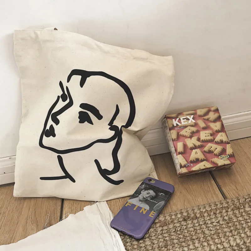 Casual Women Shopping Bag Large Capacity Popular Personality Shoulder Bag Canvas Eco Reusable Totes Bag