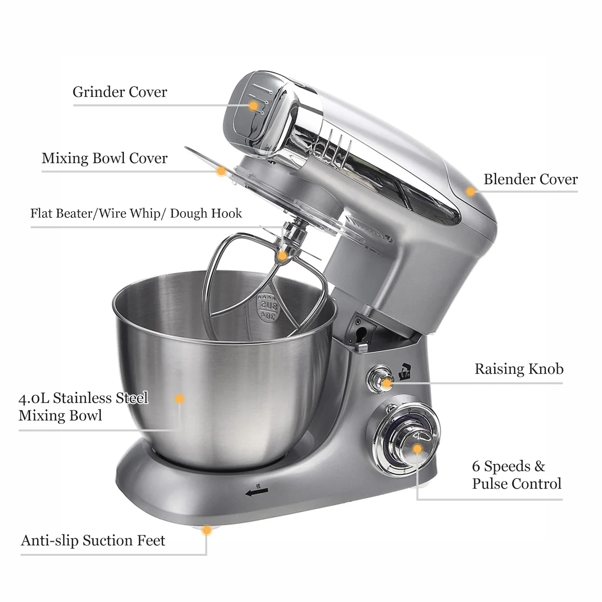 Multifunctional Stand Mixer 6 Speed Electric Food Blender Mixer 1000W Meat Grinder Food Processor Egg Dough Beater Kitchen Tools