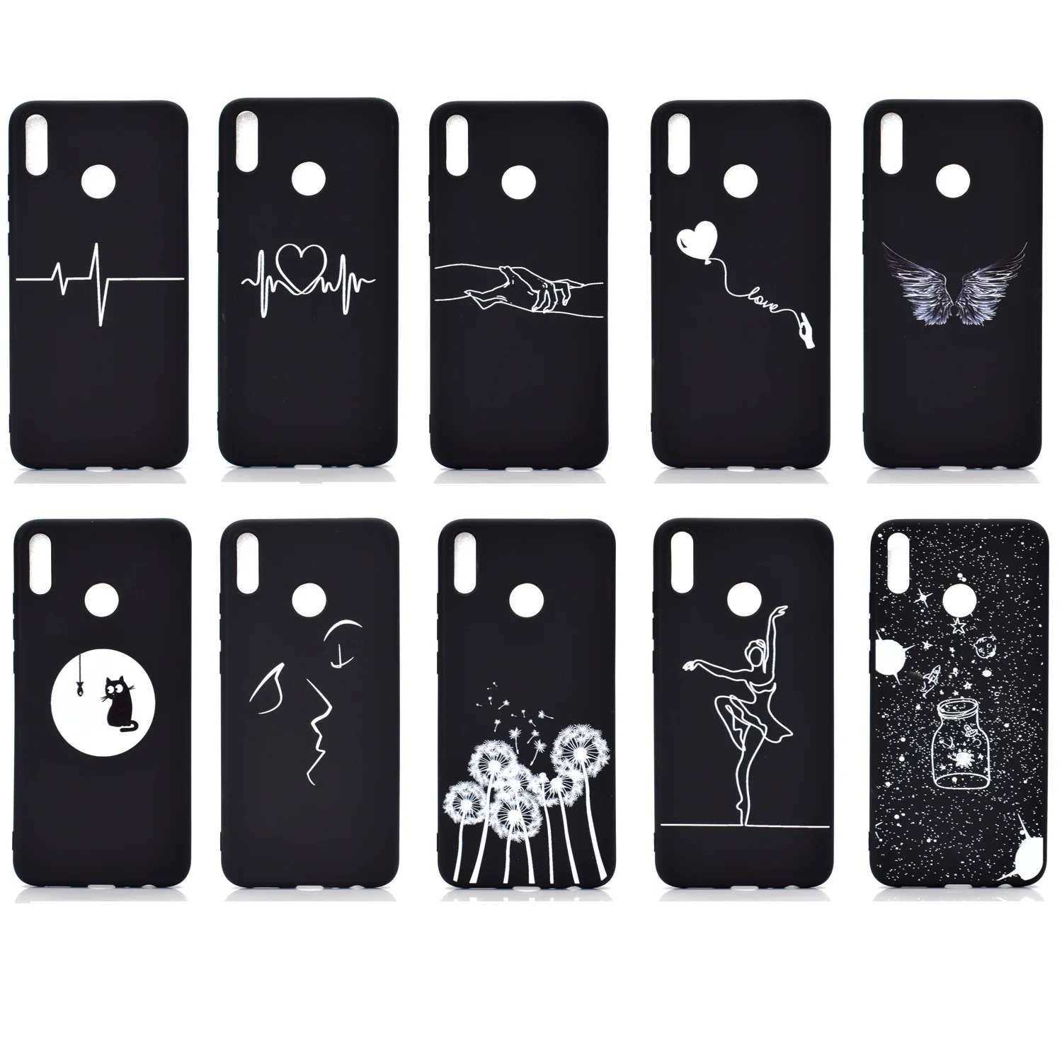 

Simple Silicon Case for Huawei P30 P30 Pro Mate 20 Lite P Smart 2019 Honor 8X 7C View 20 10 Lite 7S 7A Y5 Lite 2018 Cute Cover
