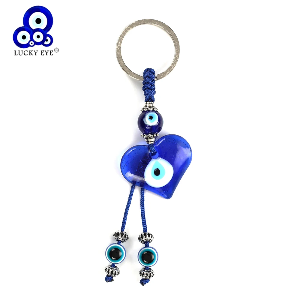 

Lucky Eye Turkish Heart Glass Evil Eye Charms Keychain Simple Pendent Key Chain Alloy Bag Key Chain Fashion Jewelry Gifts EY5044