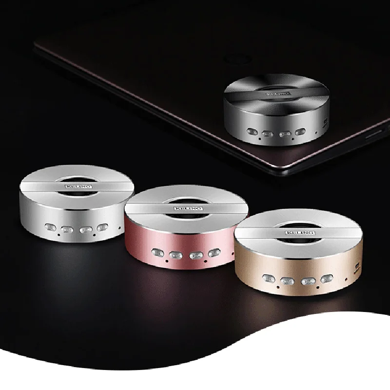 Keling мини беспроводной bluetooth динамик металлический портативный subwoof звук с