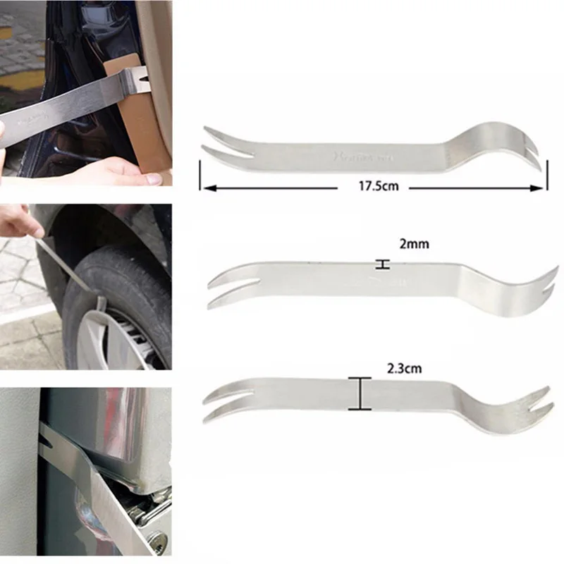 Metal Silver color Car Removal Pry Tool Kit Trim Door Clip Panel Dash Dashboard Audio Radio Interior Repair removal Tool 18cm
