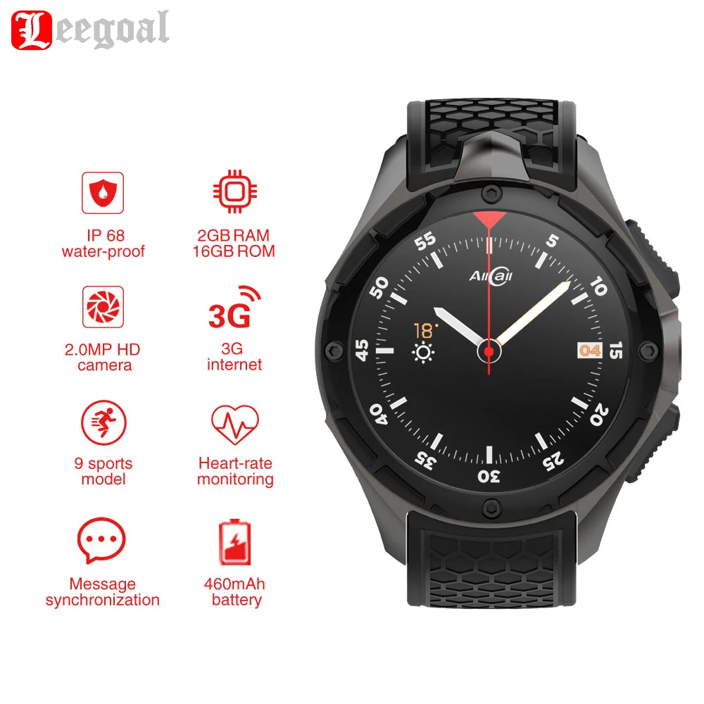 

AllCall W2 3G WCDMA Android 7.0 Smart Watch 1.39'' HD Screen 2G 16G Memory Support GPS Wifi Heart Rate Monitor Bluetooth 4.0