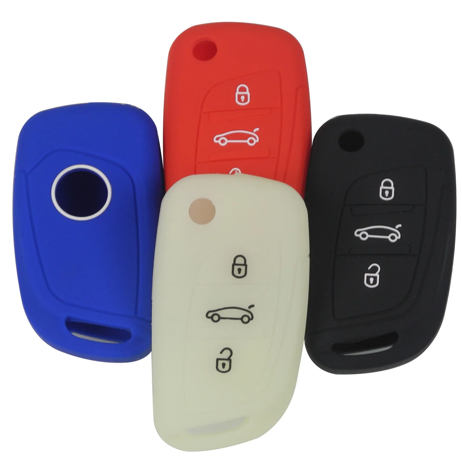 Keyforkess 30pcs Cover chiave in Silicone per Citroen C2 C3 C4 C4L C5 DS4 per Peugeot 107 207 307 407 308 607 custodia Flip Fob modificata - HTB1K 9Bd.F7MKJjSZFLq6AMBVXaH