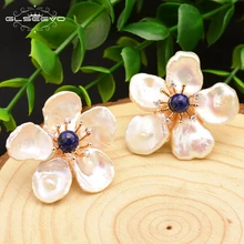 XlentAg Natural Lapis Lazuli Baroque Flower Pearl Stud Earrings For Women Handmade 925 Sterling Silver Gift Fine Jewelry GE0678 XlentAg Natural Lapis Lazuli Baroque Flower Pearl Stud Earrings For Women Handmade 925 Sterling Silver Gift Fine Jewelry GE0678