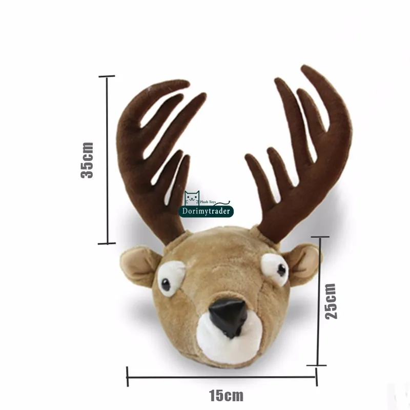 Dorimytrader Pop Anime Realistic Animals Heads Elephant Fox Panda Deer Rhinoceros Plush Toys Animal Wall Hanging Nice Home Decoration Doll DY61780(7)