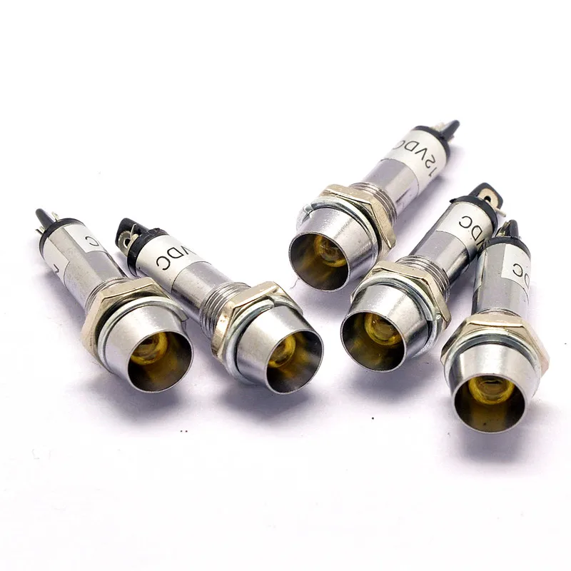 US Stock 5pcs Yellow 8mm DC 12V Panel Indicator Power Signal LED Light XD8-1 US Stock 5pcs Yellow 8mm DC 12V Panel Indicator Power Signal LED Light XD8-1