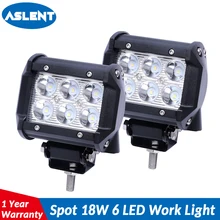 ASLENT 4 inch 18W LED Work Light LED Bar Light for Motorcycle Driving Offroad Boat Car Tractor Truck 4x4 SUV ATV Lamp 12V 24V цена ASLENT 4 inch 18W LED Work Light LED Bar Light for Motorcycle Driving Offroad Boat Car Tractor Truck 4x4 SUV ATV Lamp 12V 24V цены онлайн