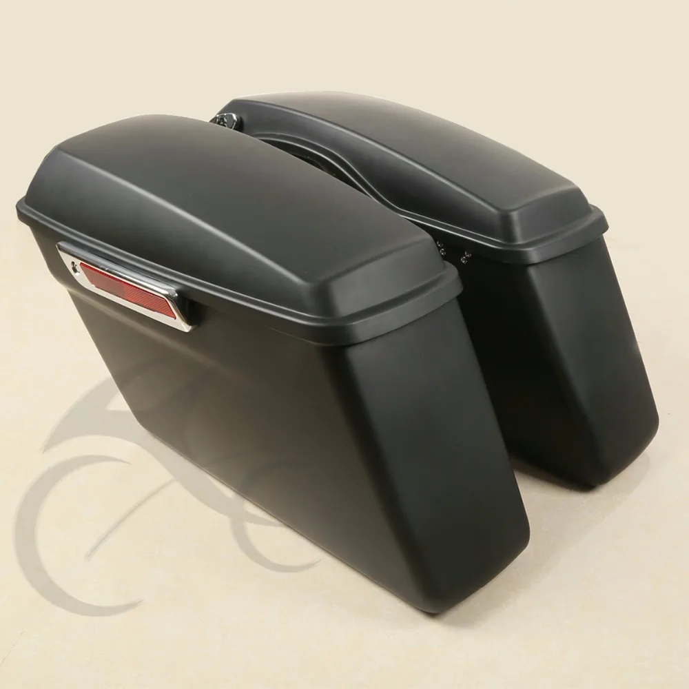 Matte Black Hard Saddle Bags + Latch keys Lid For Harley Touring Glide