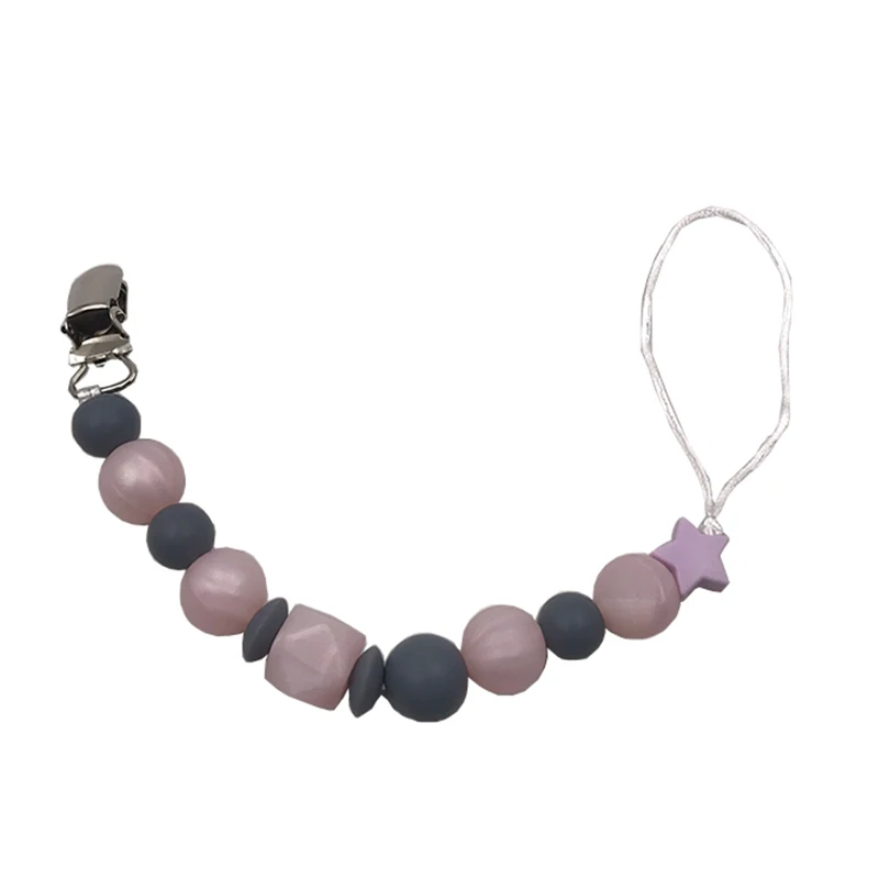 1PC Baby Pacifier Color Series Clip Dummy Clip Silicone Beads Chain Non-toxic Infant Soother Nipple Strap Baby Teether - Цвет: H6270