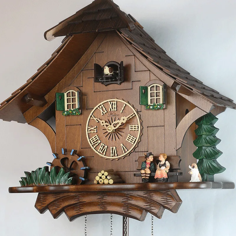 Percoid modern wood musicmovement fashion wall cuckoo clock with bird