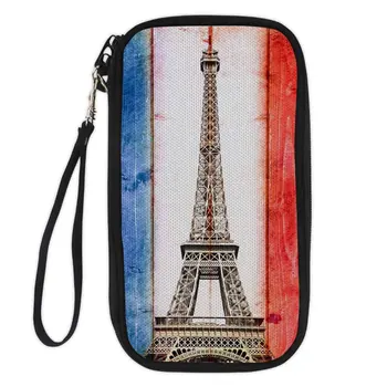 

Noisydesigns Eiffel Tower Pattern Cards Bag Wallet Two-folded Buckle Long Design Holders Zipper Money Bag Woman Purse Custom