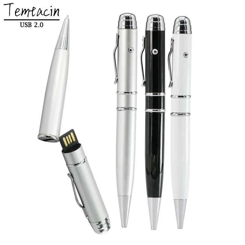 Newest Laser Pointer Metal Pen USB Flash Drive Disk Laser Lighting Pen USB Memory Sticks U Disk