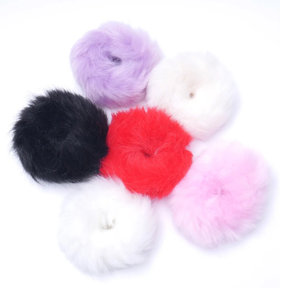 

Soft Fur Hair Bands Plush Artificial Rabbit Fur Ball Girl Headwear Elastic Rope Band Ties For Women Hair Accessory Rubber pompon