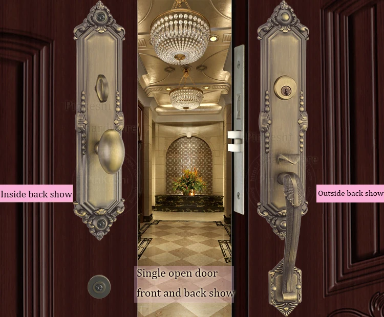 Luxury villa double door open zinc alloy door lock European antique retro door locks