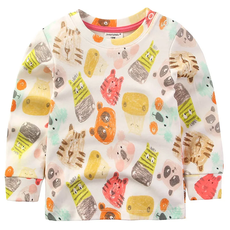 Jumpingbaby/ г. Футболка для девочек Одежда для маленьких девочек Детские футболки с длинными рукавами хлопковая Футболка Camiseta roupas infantis menina Rabbit - Цвет: Clothing T7140