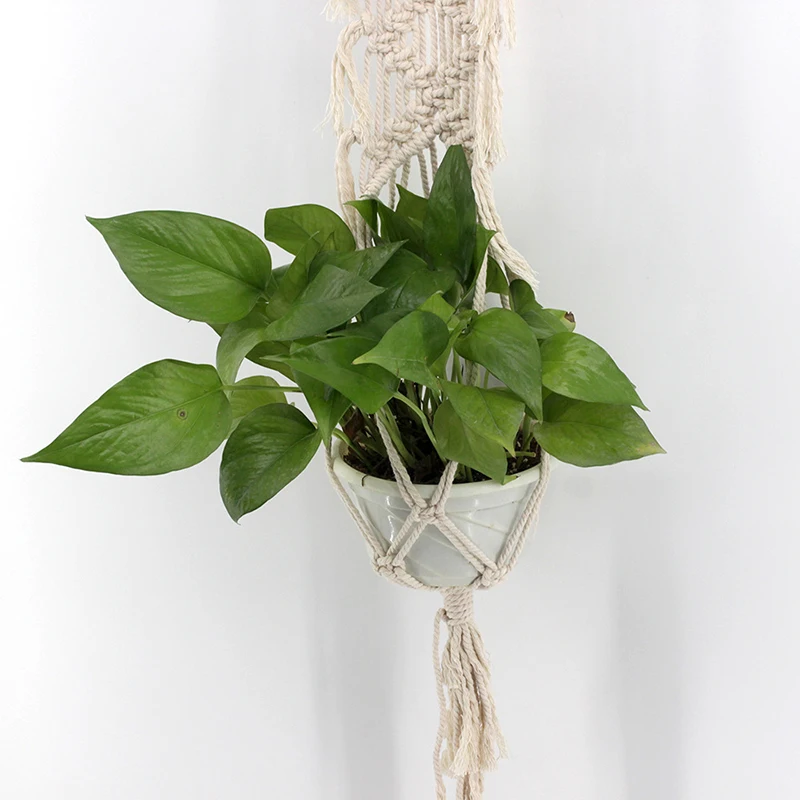 Plant Flowerpot Holder Braided Knitting Macrame Tapestry Basket Hanging Home New