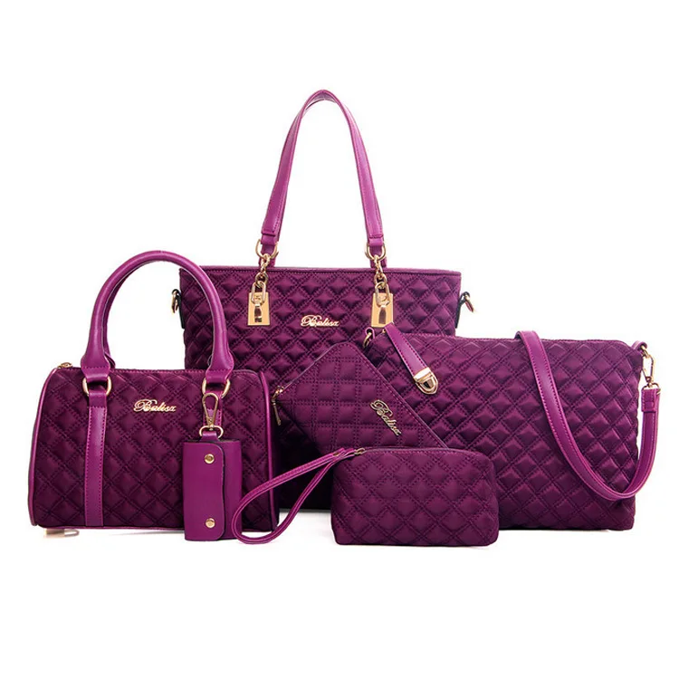 

Women's Fashionable Handbags with Unique Design, 6pcs(2 Handbags +1 Crossbody +1 Purse +1 Wallet+1 Keychian)