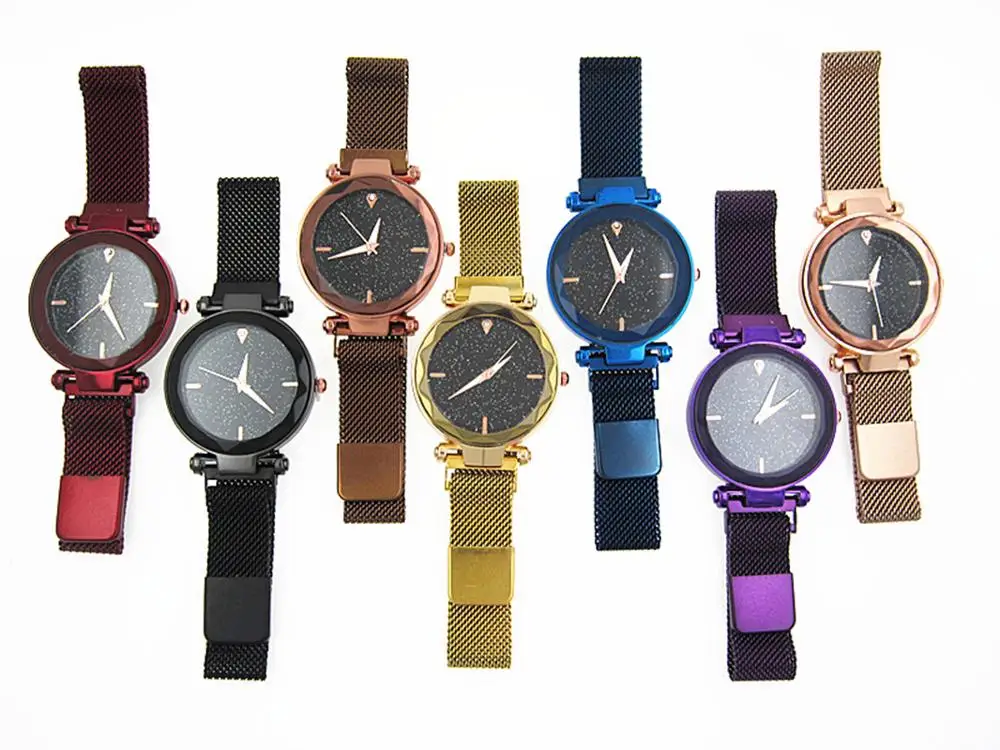 

Red Deluxe Star Female Watch Lazy Diamond Magnet Fashion Four Colors Stone Milan Star Female Watch