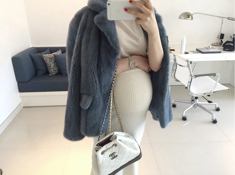 

Arlenesain 2018 newest most beatiful navy blue mink fur women jacket