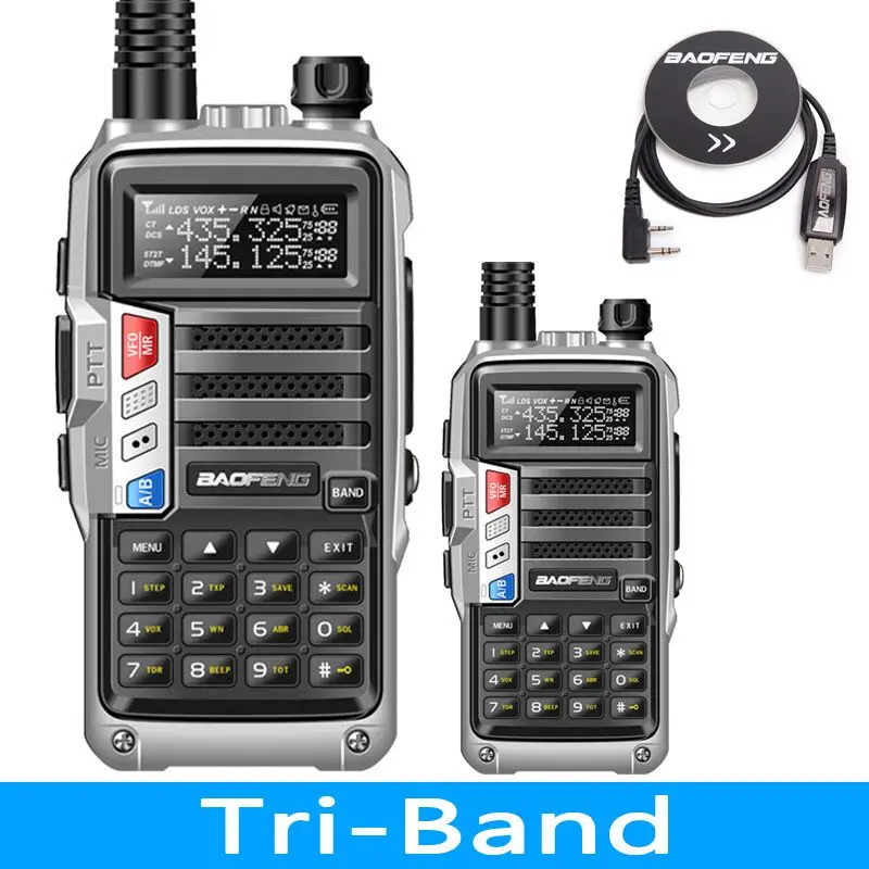 2 шт трехдиапазонное радио BaoFeng UV-S9 8 Вт Высокая мощность 136-174 МГц/220-260 МГц/400-520 МГц портативная рация Любительская портативная двухсторонняя рация - Цвет: add usb cable 3