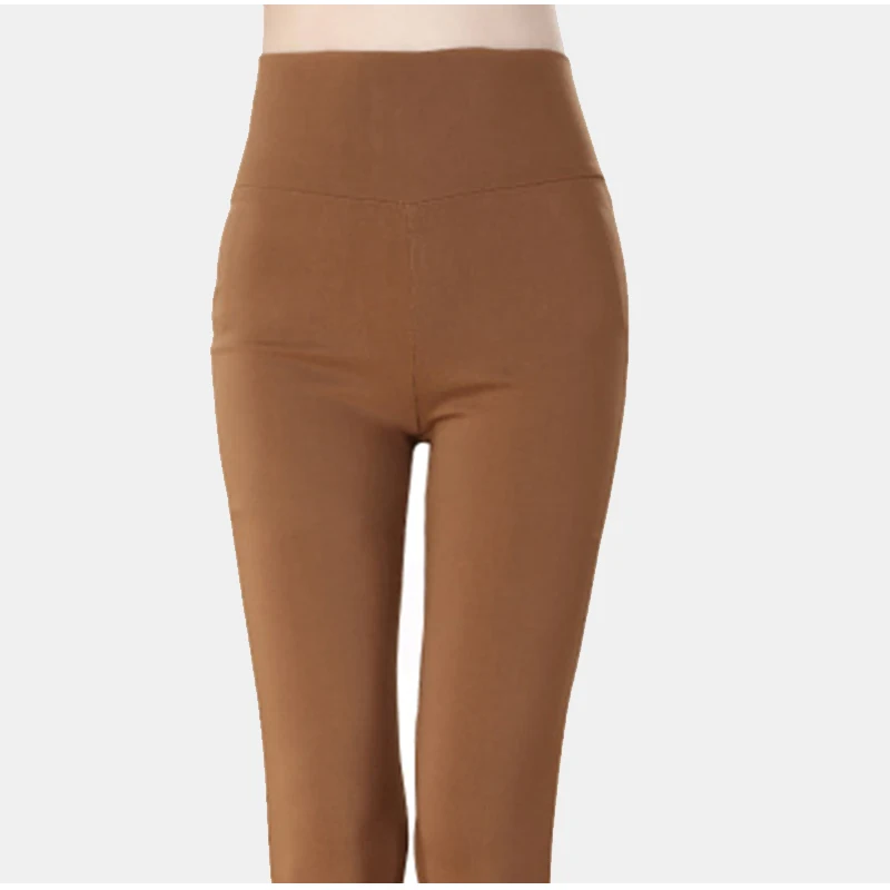 Женские брюки-карандаш с высокой талией размера плюс 6XL, Harajaku, однотонные облегающие леггинсы, женские брюки, весенне-Летняя женская одежда - Цвет: coffee