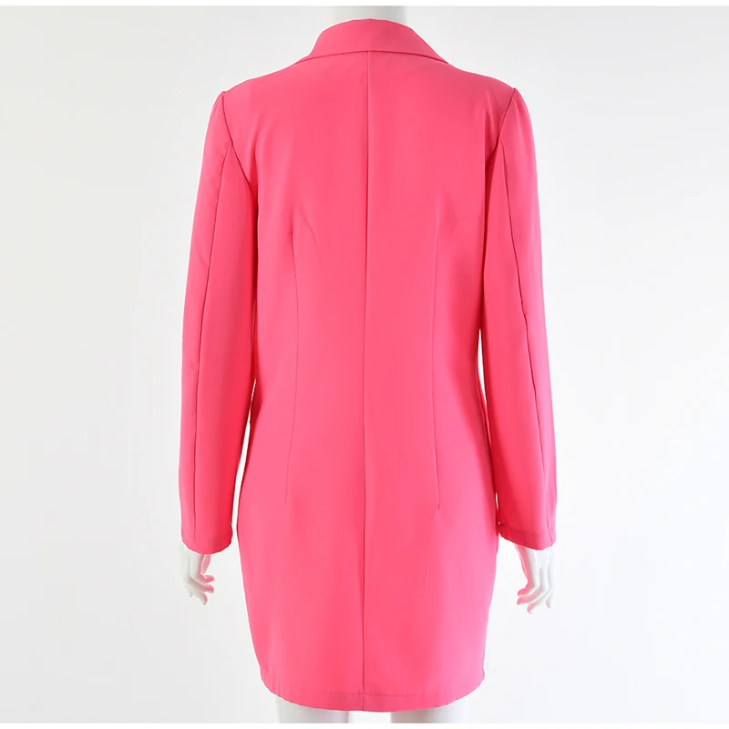 Colysmo Sexy Blazer Dress Women Autumn Slim Fit Bodycon Pockets Ffice Lady Short Dress Double Breasted Work Wear Pink Dress