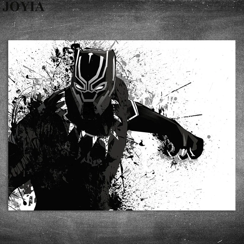 

Black Panther Poster Black Monochrome Prints 2018 Movie Superhero Hero Silk Picture Home Bedroom Decor Abstract Wall Art