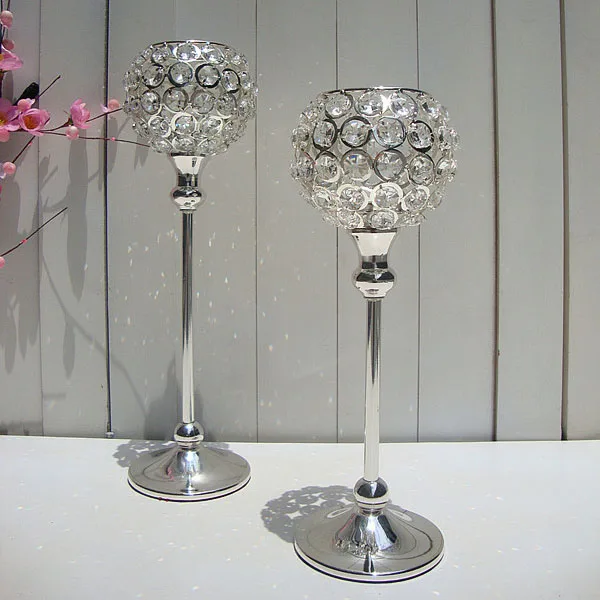 2 шт./лот H14inch 12 дюймов Элегантный tealight Серебряный хрустальный Глобус Держатель