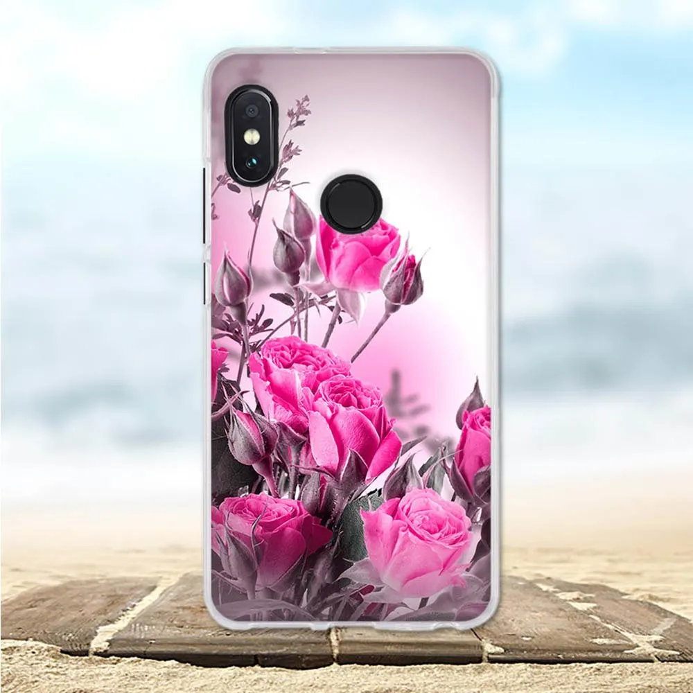 Чехол для Xiaomi Redmi Note 5 мягкий силиконовый чехол из ТПУ с объемным цветком и кошкой