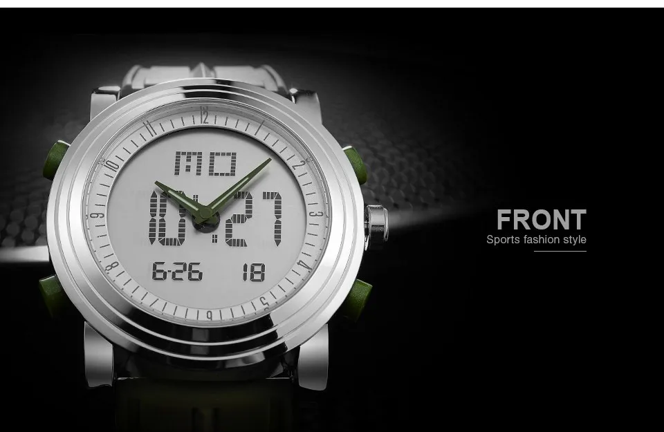 SINOBI Sports Watches Men Dual Display Analog Digital LED Electronic Quartz Wristwatches Men Multifunctional Waterproof Watch