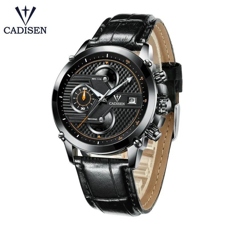 

CADISEN Men's Watches Top Brand Luxury Men Watch Sports Waterproof Watch Men Leather Quartz Male WristWatches Relogio Masculino