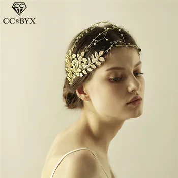 

CC Hairband Headband Crowns Crystal Double layer Leaf Design Wedding Hair Accessories For Women Engagement Romantic Jewelry O862