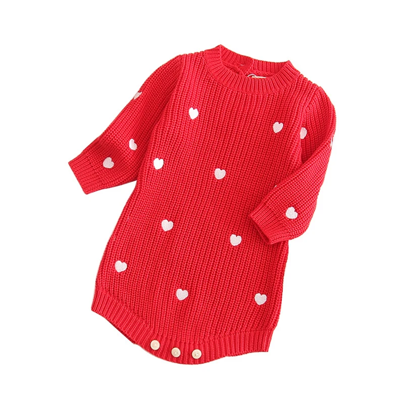 Spring Mom Daughter Family Clothes Long Sleeve Knitwear Sweater Pullover Autumn Winter Top Baby Girl Sweet Love Cotton Jumpsuit