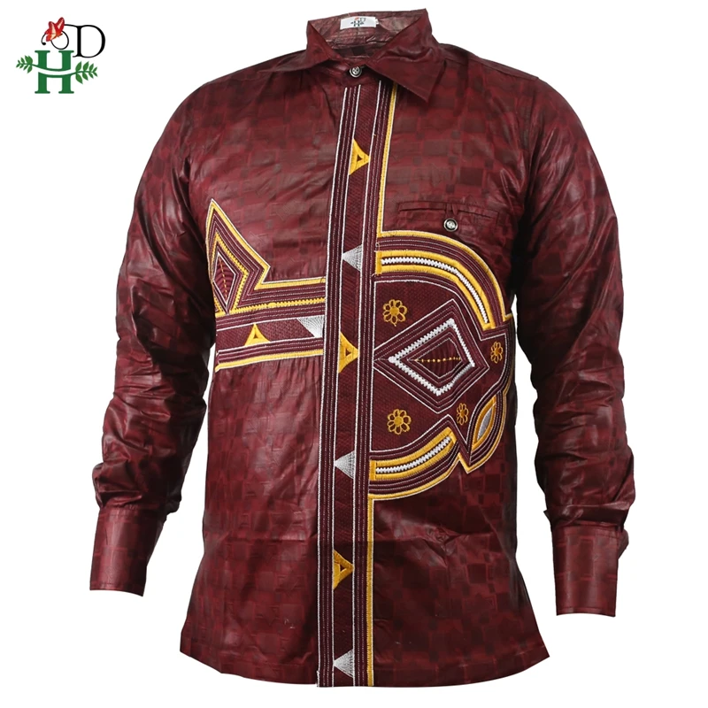 H& D африканская Мужская Дашики рубашка высокое качество с длинным рукавом мужские рубашки традиционный Базен Топы Южная Африка одежда с принтом PH3301