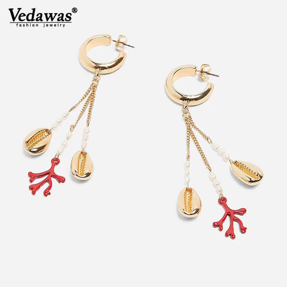 

Vedawas ZA ShellDrop Dangle Earrings for Women Jewelry Accessories Beachy Statement Oorbellen Pendientes Wholesale xg2999