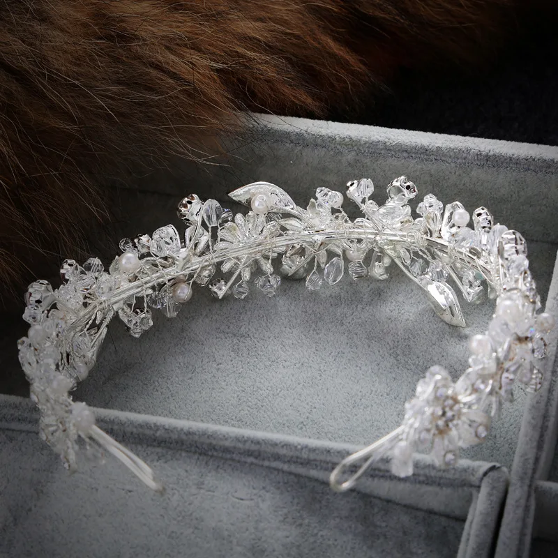 Handmade Sparkling Crystal Wedding Bride Flower Tiara Coroa Headband Bridal Women prom Crowns KopoHa Bijoux Cheveux Accessories