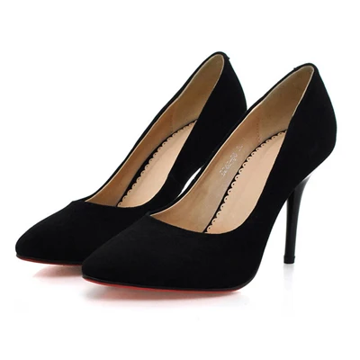 black formal high heels nubuck leather high heeled shoes pointed toe thin heels black formal high heels nubuck leather high heeled shoes pointed toe thin heels
