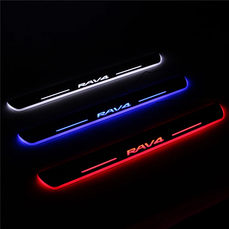 

Led Door sill for Toyota RAV4 2013 2014 LED Moving light Door scuff plate welcome pedal accessories
