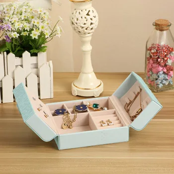 

PU Butterfly Portable Makeup Organizer Double Door Jewelry Box Earring Cosmetic Organizer Ring Bag Necklace Display Organizer