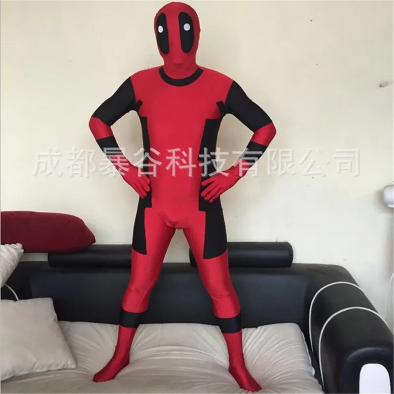 Высокое качество Красный взрослых Дэдпул Zentai костюм показывает супергероя Косплэй карнавал для вечеринки Mandy Хэллоуин Косплэй полный Средства ухода за кожей костюм