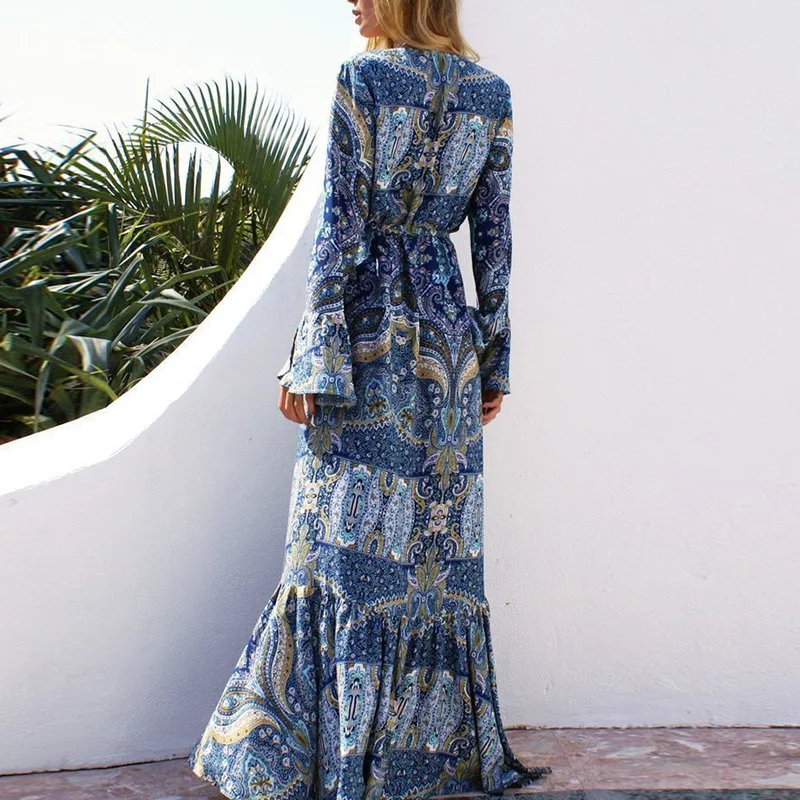 Осеннее платье Летнее женское пляжное длинное макси S-XL праздничный Сарафан