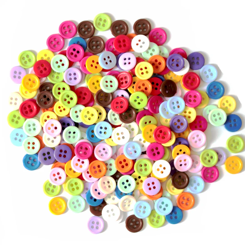 1000pcs Multicolor Round Resin Buttons 4 Holes Fit Sewing And Scrapbooking 11mm Accessories Children's clothing buttons | Дом и сад