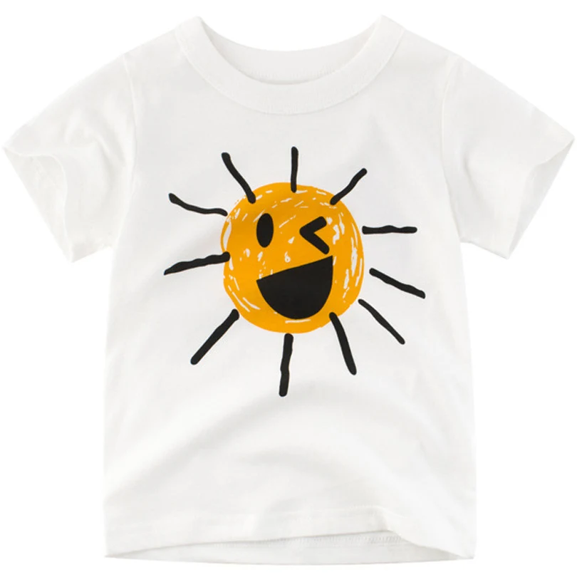 

Children Baby Cartoon Short Sleeve T-shirt Kids Clothes Sunny Print Boys Girls T-shirts Cotton Casual Tee Tops