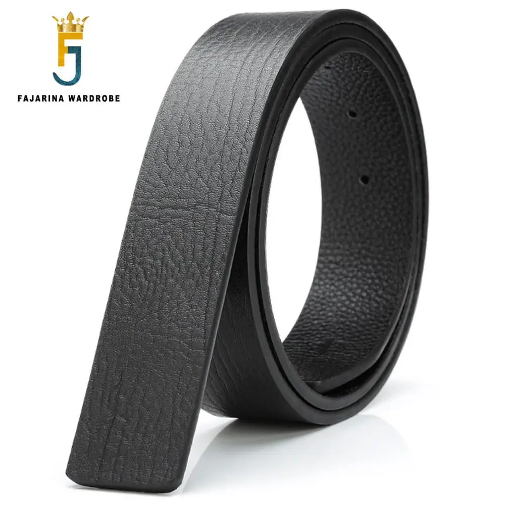 

FAJARINA Fashion Real Genuine Leather Striped Pattern Men Cowhide Smooth Slide Style Cow Skin 3.3cm Belts without Buckle LUBT11