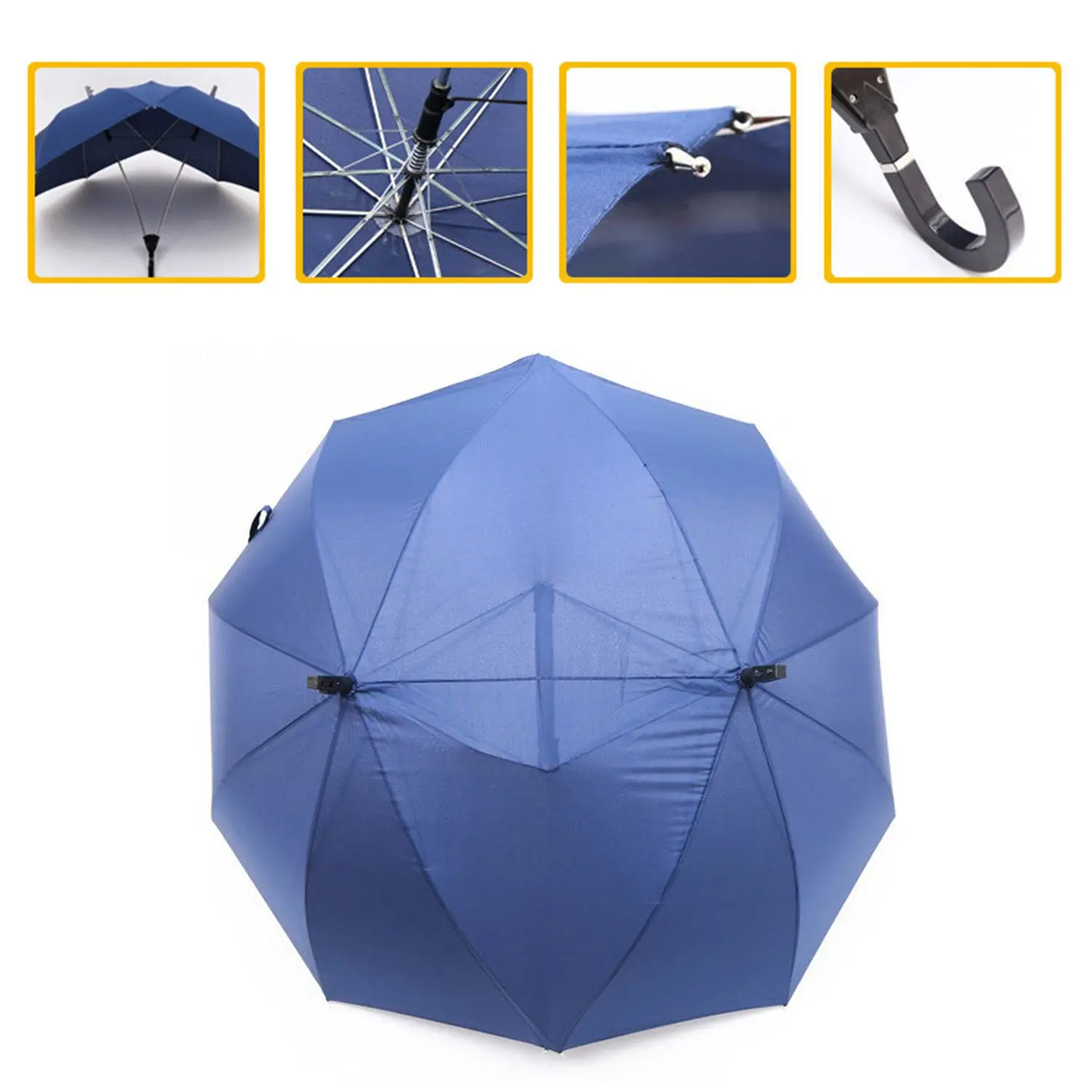 Креативный модный двухполюсный парный зонтик чистого цвета полуавтоматический Высококачественный бизнес зонтик двойной Топ соединенный